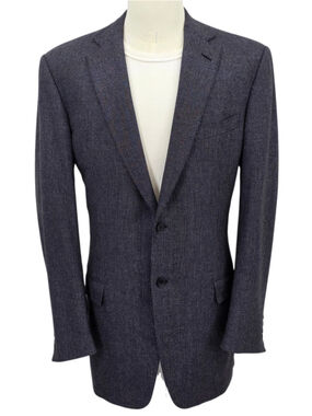 Ermenegildo Zegna Su Misura Trofeo Cashmere Sport Coat Blazer 52L Blue Birdseye